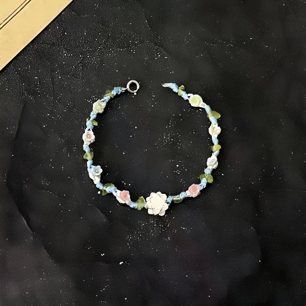 Bracelet tressé floral fait main