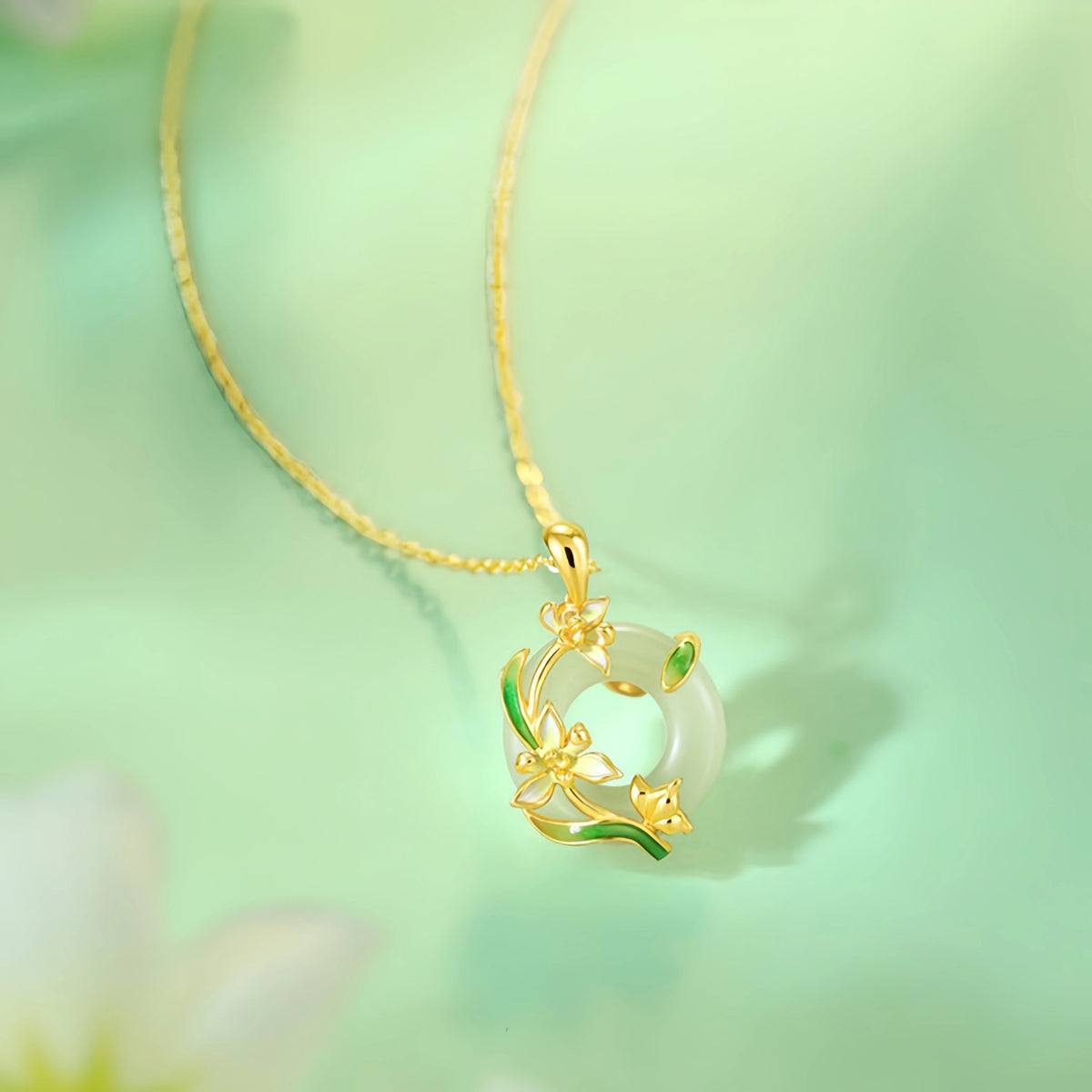 Nephrite Orchid Necklace - Symbol of Elegance and Gentle Virtue