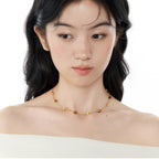 Natural Tiger Eye Stone Necklace, Maillard Starry Sky Choker Necklace