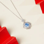 Natural Aquamarine Necklace, Pure Silver Collarbone Chain