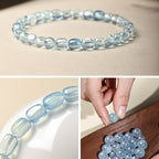 Bracelet en aigue-marine naturelle « Le courage du marin »