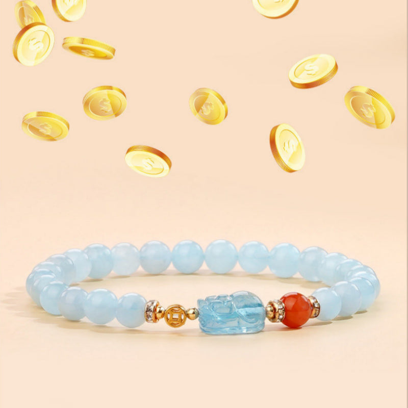 Bracelet en aigue-marine naturelle pour attirer la richesse