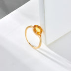 Bague délicate en citrine naturelle plaqué or 14 carats