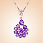 Collier en cristal naturel à fleur violette royale