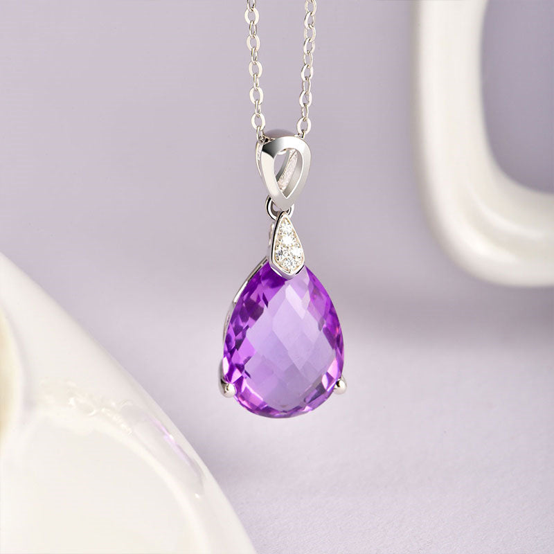 Serene Violet Drop Natural Crystal Necklace — Find Balance with Amethyst Energy