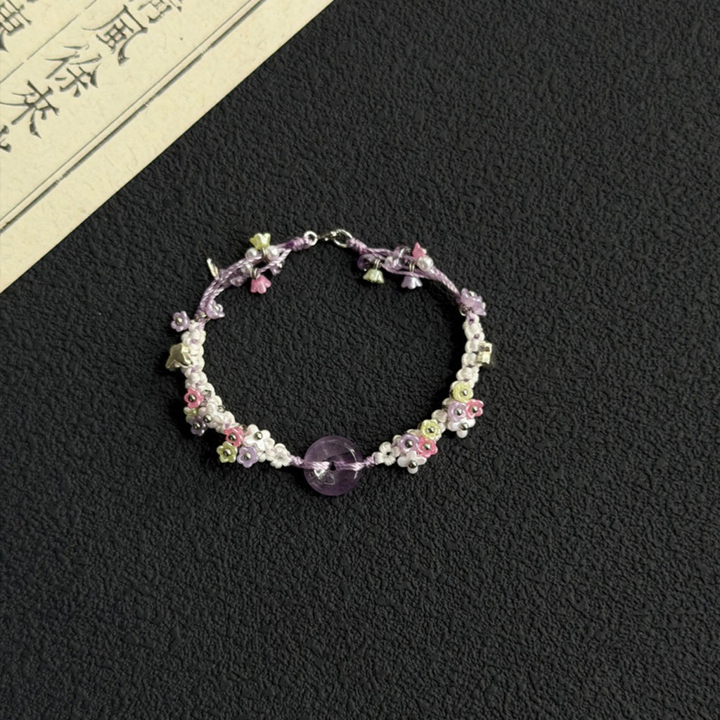 Small Butterfly Amethyst Ping An Kou Macrame Bracelet - Protection & Wisdom Energy Healing
