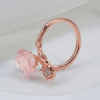 Rose Gold Natural Crystal Love Ring - Embrace Warmth and Luck