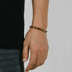 Bracelet en Pierre Naturelle Œil de Tigre, Coupe Droite et Facette Fine, Cadeau de Saint-Valentin pour Petit Ami