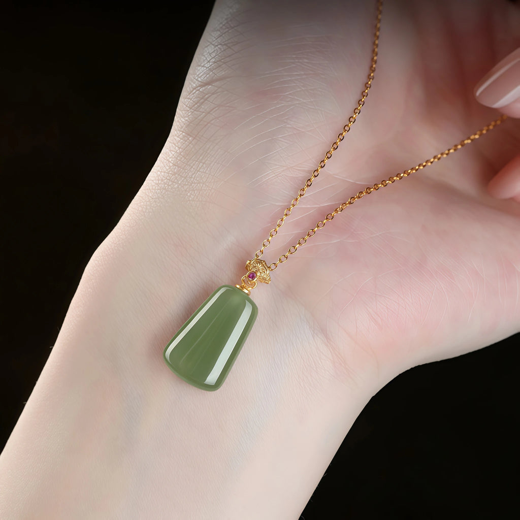 Natural Trapezoid Hetian Jade Wu Shi Pai Necklace - Peace & Purity