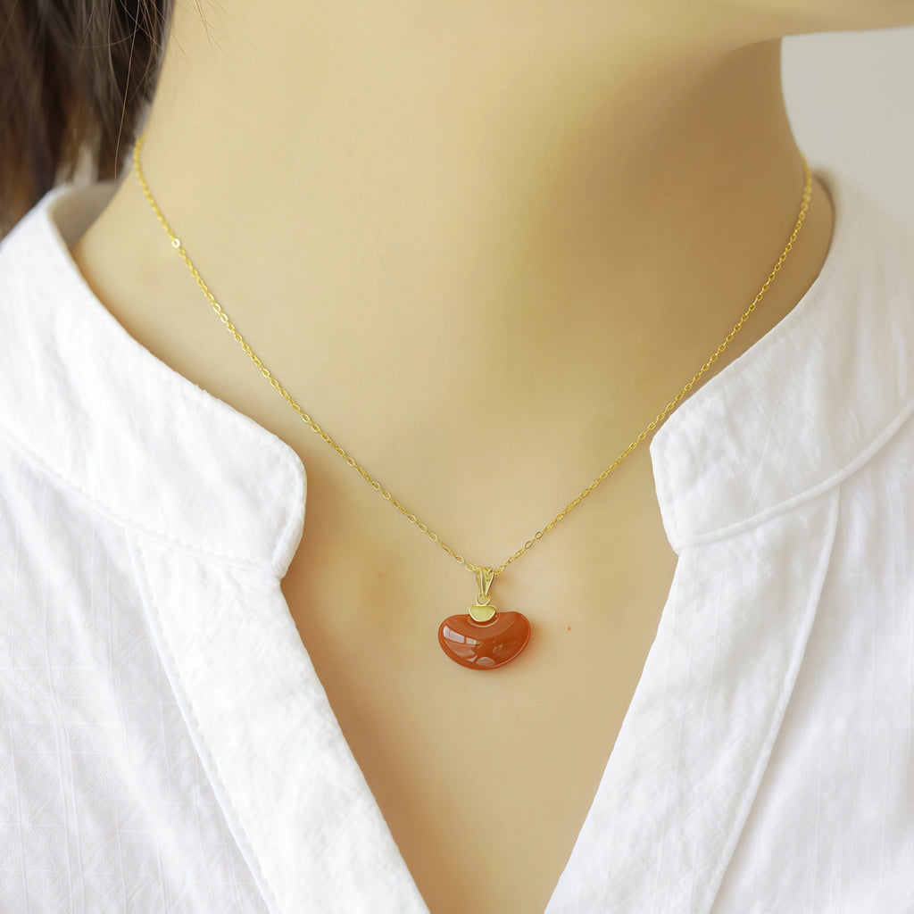 Natural Hetian Jade Ruyi Ingot Necklace - Peace & Fortune