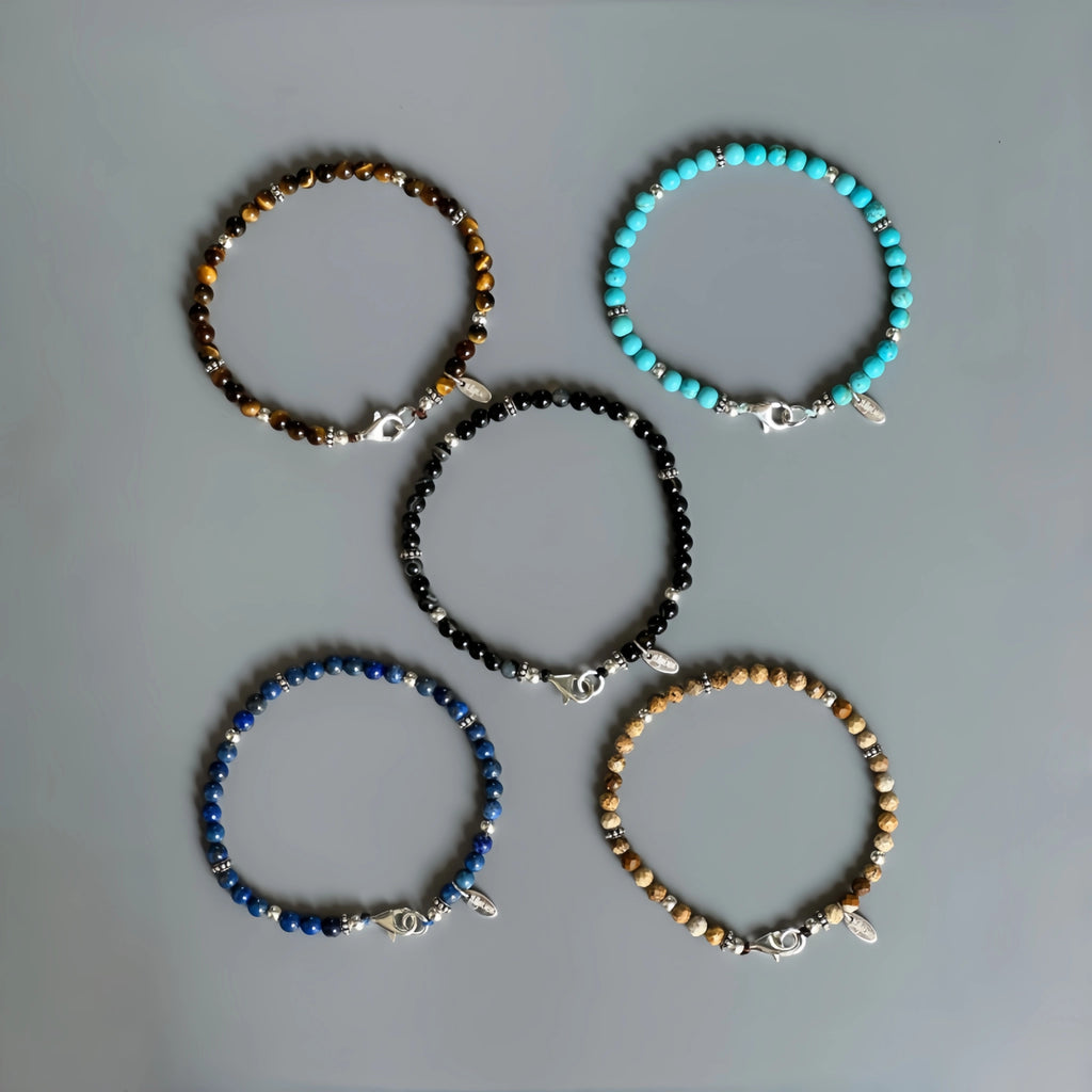 Natural Stone Round Bead Stackable Bracelet - Focus Goals & Seize Opportunities