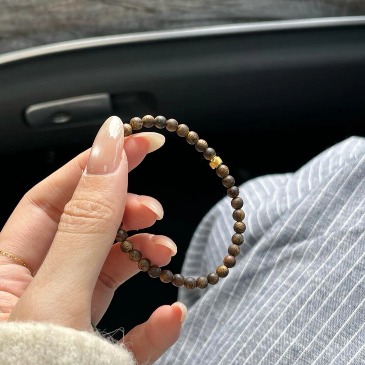 Kynam Agarwood and Nephrite Green Jade Layered Bracelet - Stay Grounded and Peaceful
