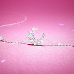 Starry Moon Full Diamond Silver Necklace - Embodying Gentle Celestial Proctection
