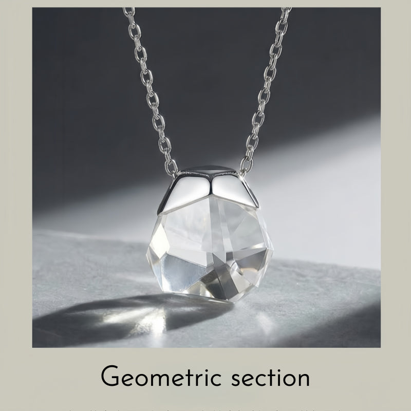 Clear Quartz Crystal Necklace  Irregular Faceted Pendant