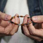 Tiger Eye Stone S925 Original Beads Bracelet, Minimalist Ins Style Unisex Tube Bead Bracelet