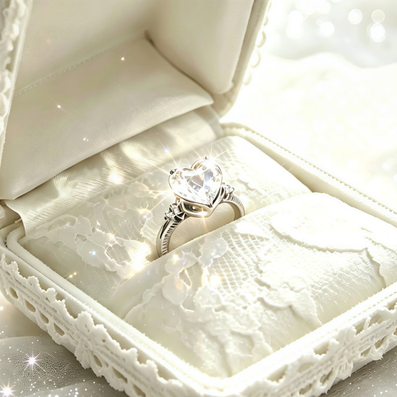 Heart Natural Clear Crystal Ring Love Gift