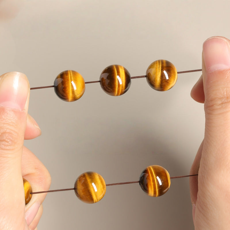 Bracelet Œil de Tigre Naturel — Perles Porte-Bonheur Attirant la Fortune