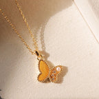 Collier Papillon en Œil de Tigre - Liberté et Succès