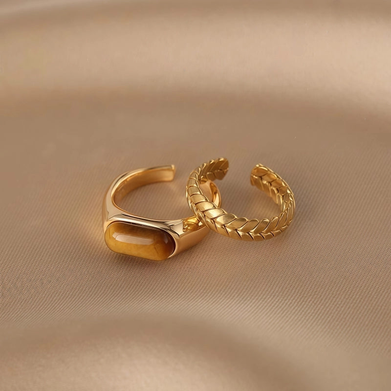 Natural Tiger Eye Stone Ring With Retro Saddle And High-end Design