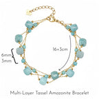 Ice-blue Amazonite Square-cut Facets Stackable Bracelet - Enhance Energy and Balance Spirit