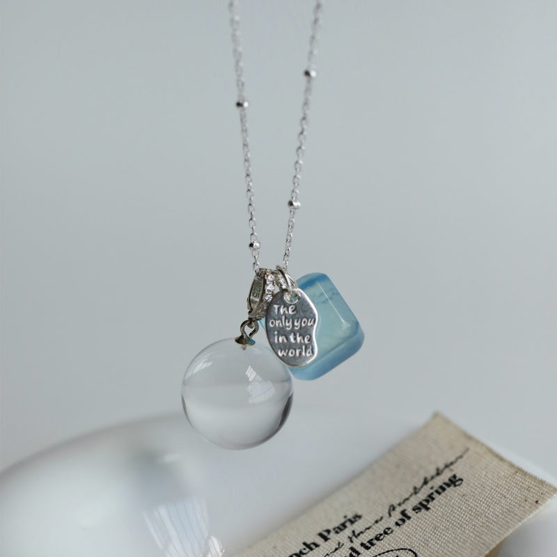 Clear Quartz & Aquamarine Necklace– Purify Mind, Speak Truth, Attract Calm