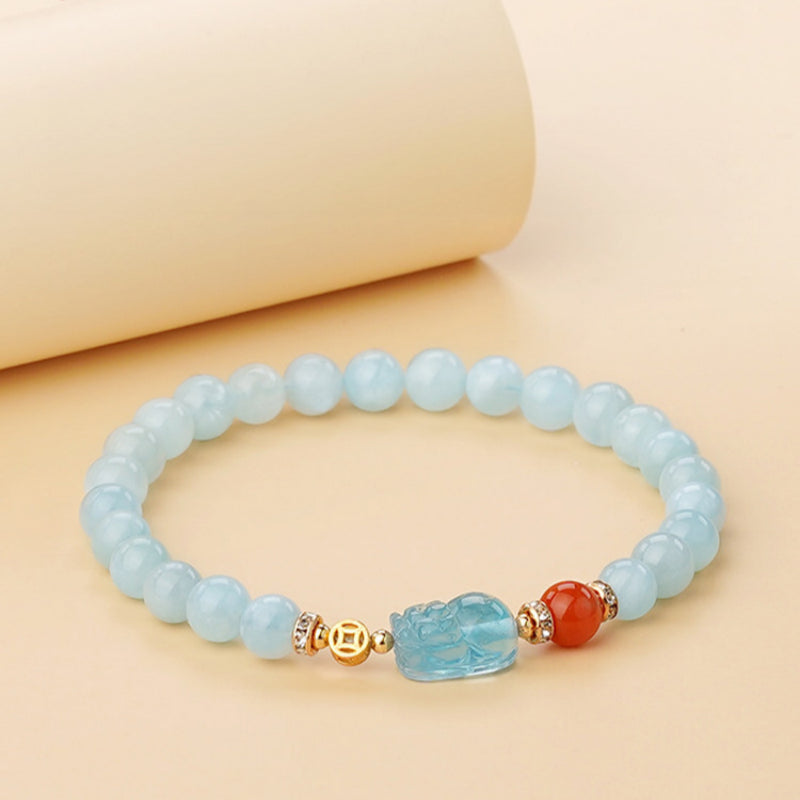 Bracelet en aigue-marine naturelle pour attirer la richesse