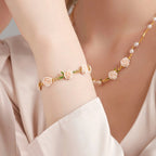 Bracelet Fleur de Luxe Perle Champagne Rose