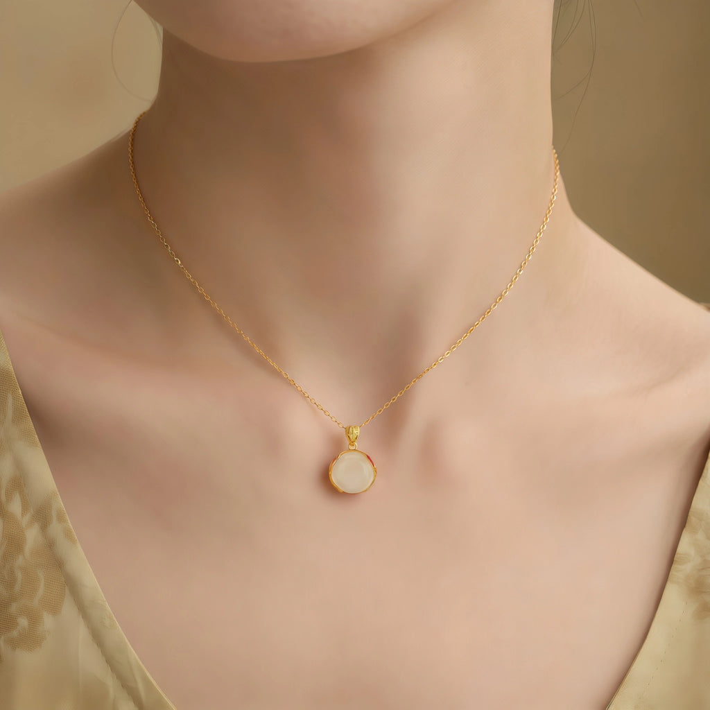 Minimalist Natural Hetian Jade Pendant Necklace - Peace & Perfection