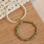 Unakite & Pearl Stackable Bracelet - Gentle Restorative Vibes