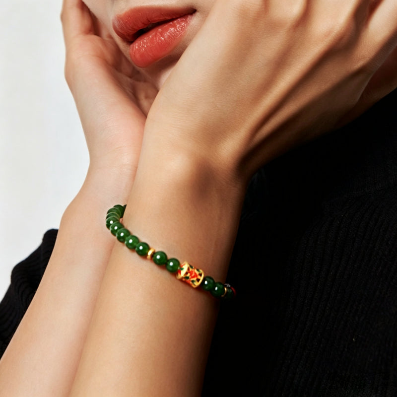 Bracelet en jade Hetian naturel Lotus Éclat Pur