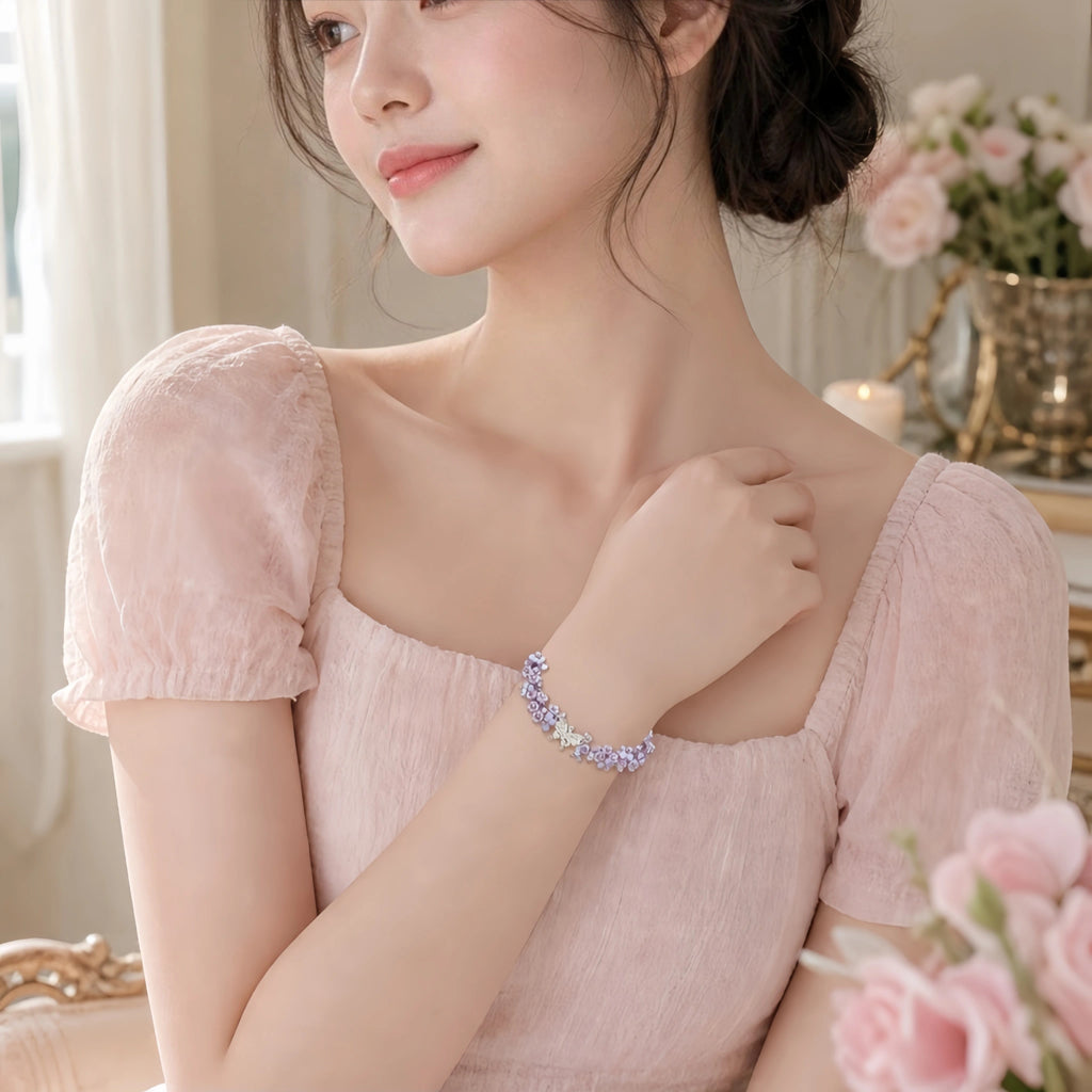 Bracelet tressé floral fait main
