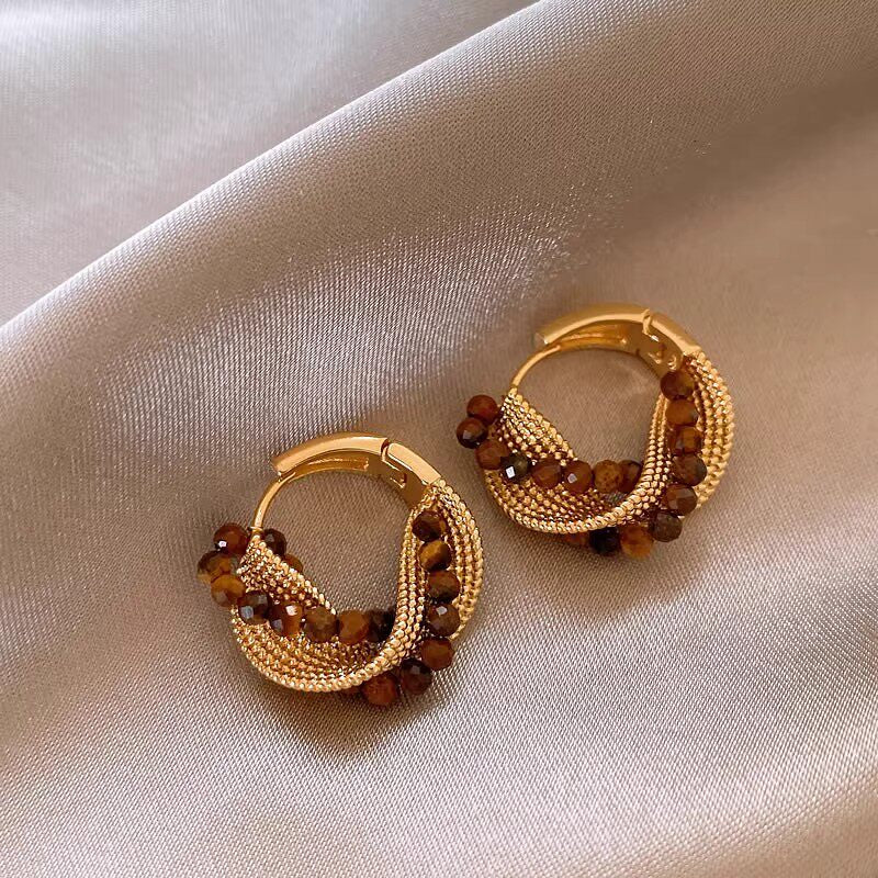 Veyra Natural Tiger Eye Earrings — Twisted Rope Design Best Wishes for Friend