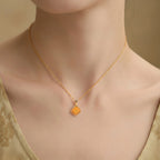 Luxury Gold Square Pendant Necklace - Stability & Protection