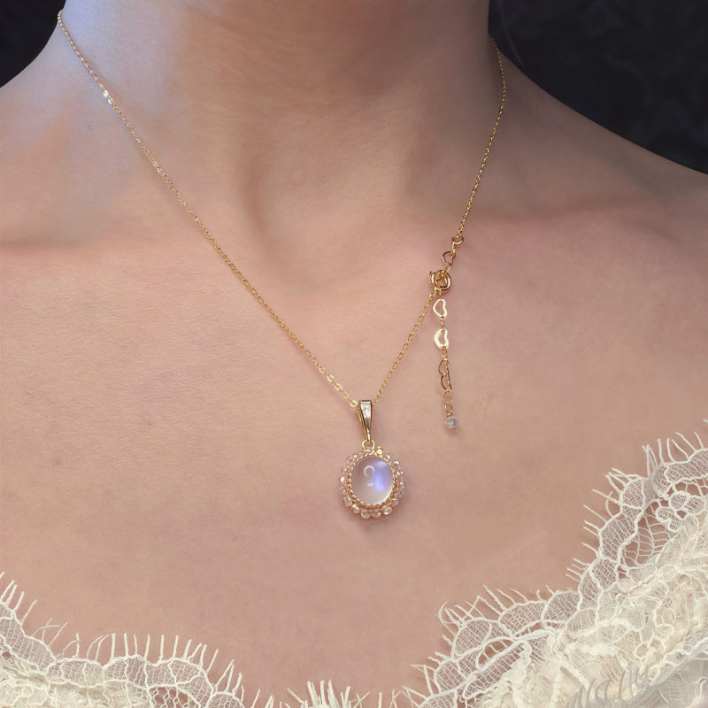 Sweet Falling Dream Galaxy Moonstone Necklace – Gentle Intuition, Feminine Protection