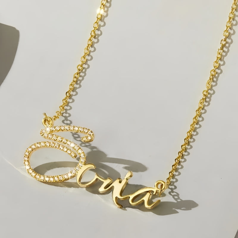 Personalized Initial Pave Diamond Name Necklace | Minimalist High-End Letter Jewelry