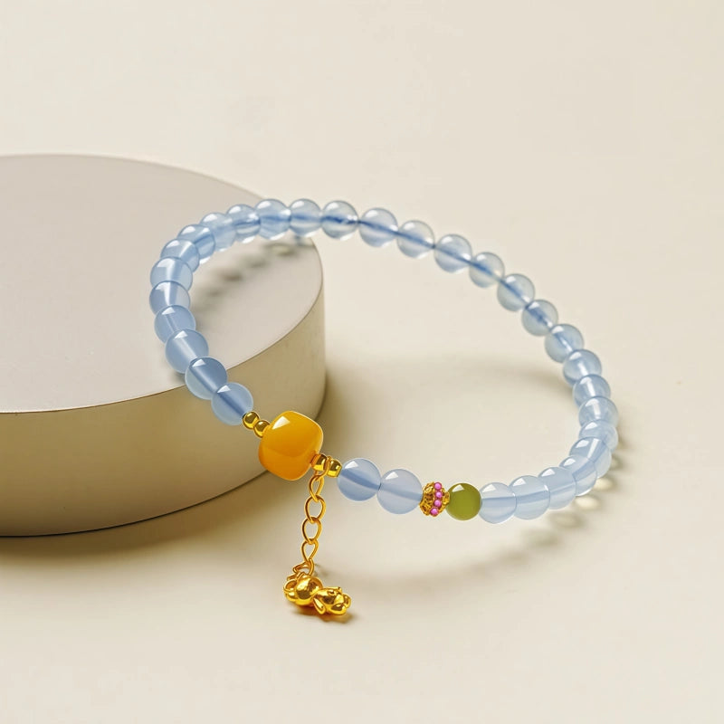 Little Bear Natural Aquamarine Bracelet - Gentle Wave Glow Soothes Restless Hearts