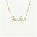 Collier prénom en diamant pavé sur mesure | Collier lettre de luxe minimaliste en argent sterling 925