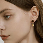 Golden Gourd Tiger Eye Stud Earrings — Fortune Blessing Jewelry