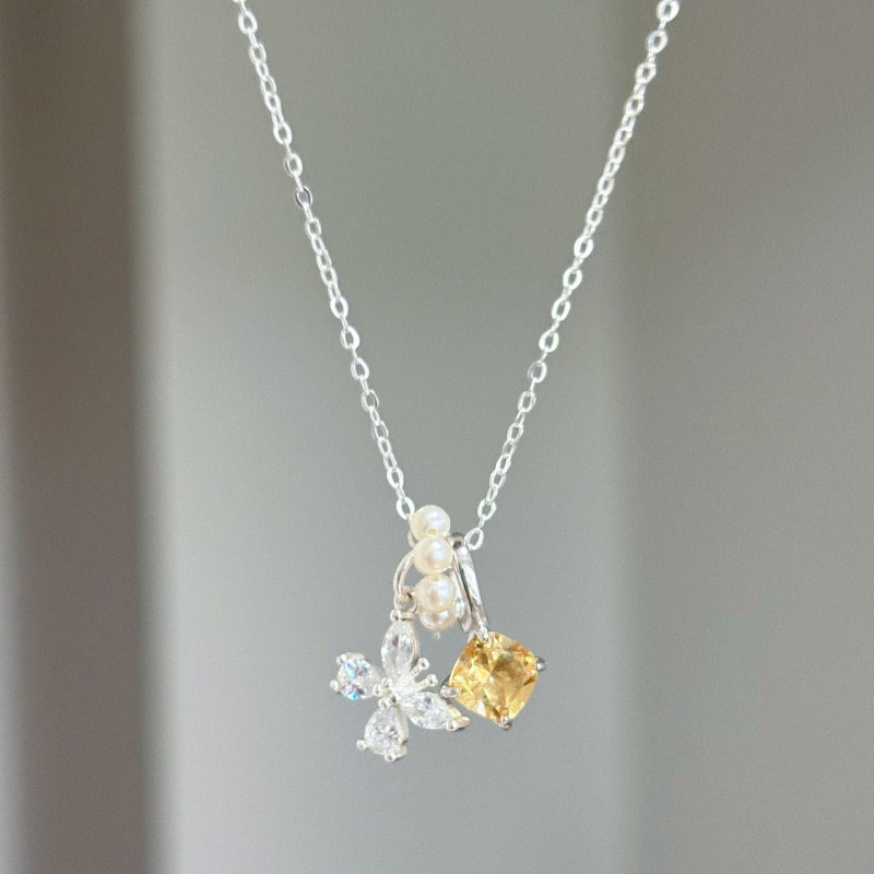 Butterfly Natural Citrine Necklace - Attracts Steady Wealth & Boosts Career