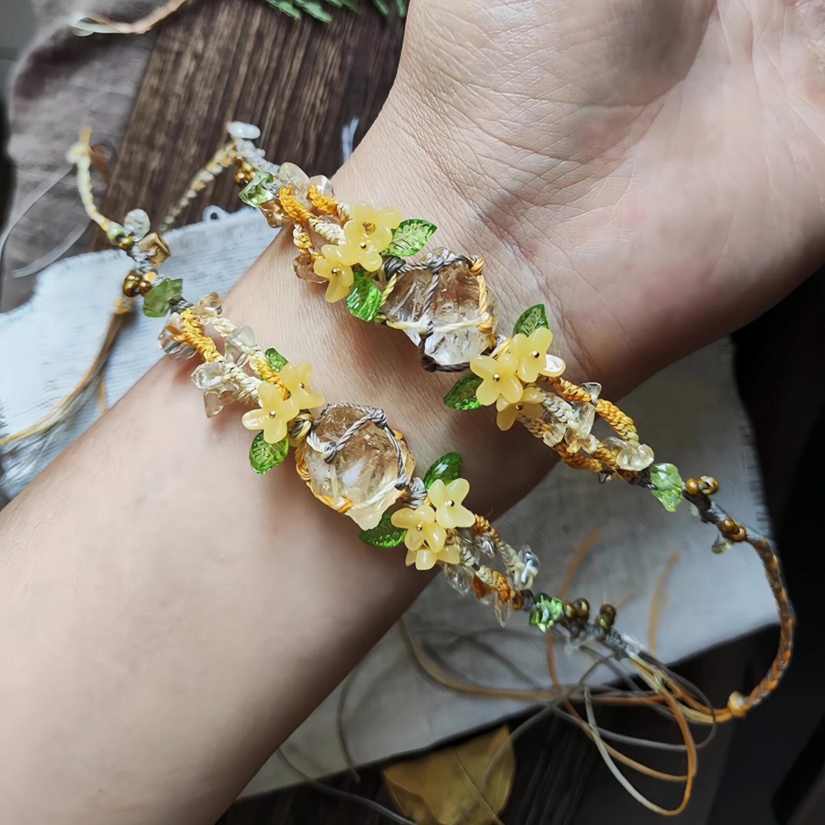 Natural Citrine Braided Bracelet - For Abundant Energy