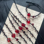 Red Rose Garnet Macrame Bracelet - Vitality & Devotion Energy Healing