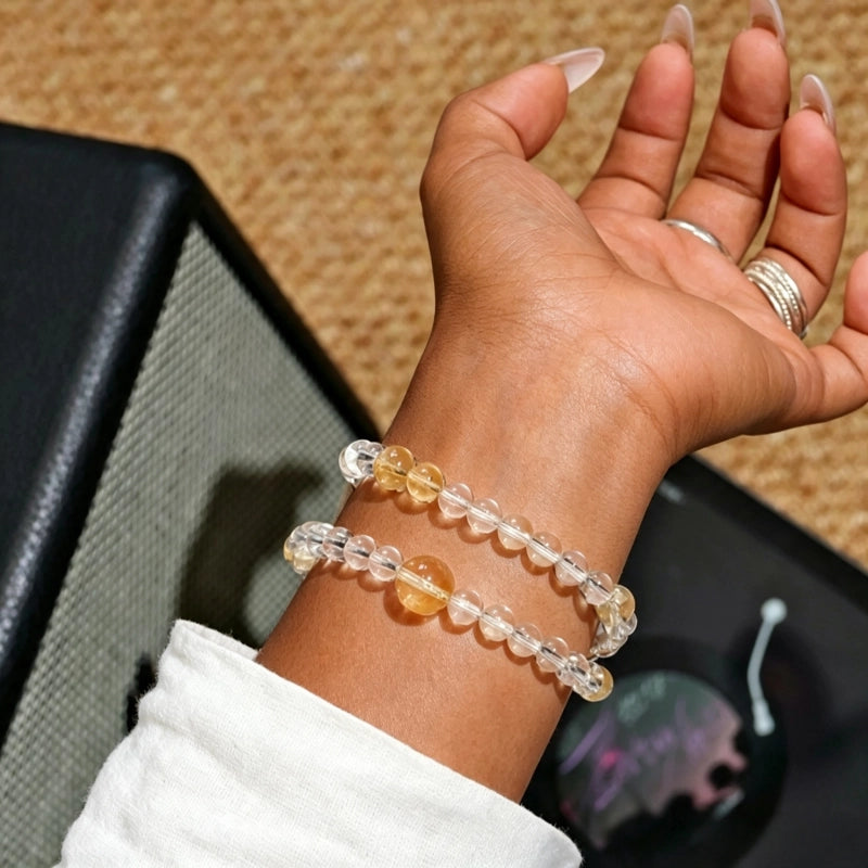 Natural Crystal Energy Bracelet, Choose Metal/Wood/Water/Fire/Earth - Smooth Days Ahead