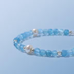 Natural Aquamarine Pearl Bracelet - Awaken Intuition, Calm Energy