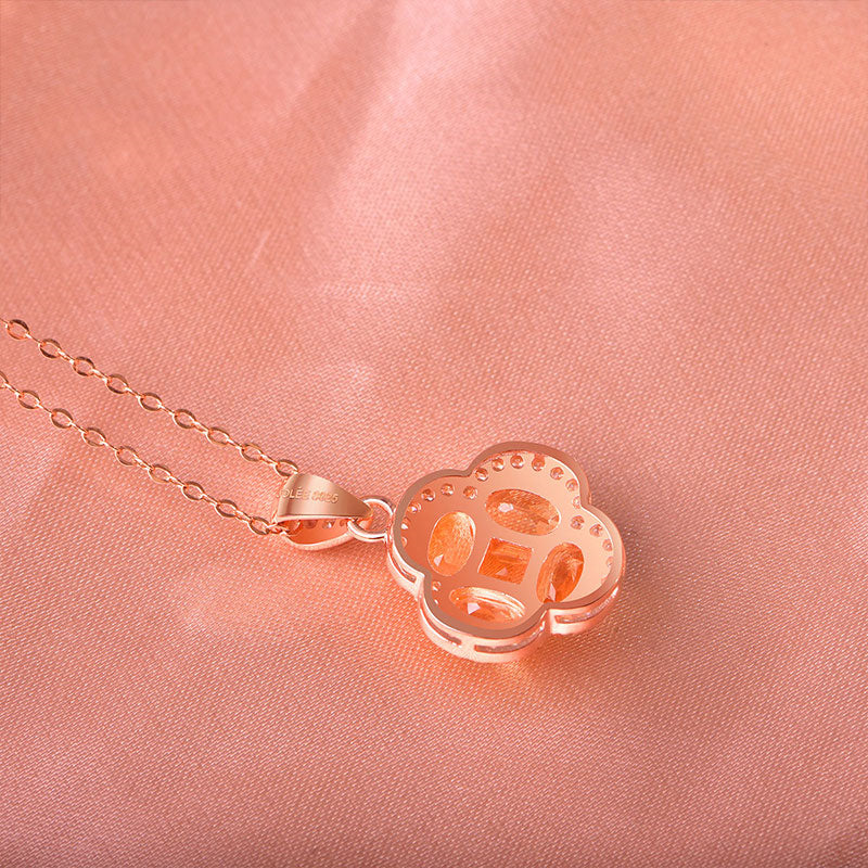 Collier en cristal naturel trèfle de la réussite — Cadeau pour elle • Cadeau de fêtes