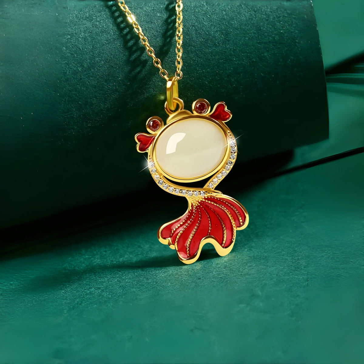 Nephrite Koi Fish Necklace - Symbol of Prosperity and Good Fortune