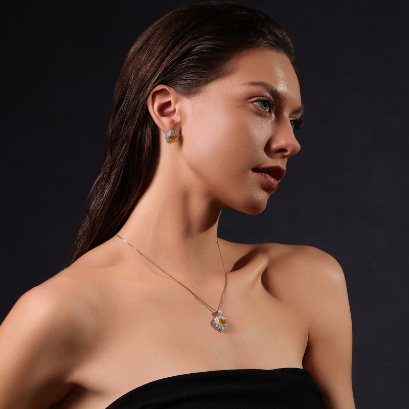 Collier Cœur Étincelant en Cristal Naturel
