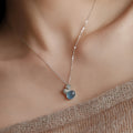 Collier pendentif gourde en aigue-marine naturelle - Équilibre l'élément eau et calme l'humeur