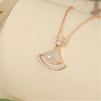 Women Luxury Fan Gemstone Necklace - Gentleness & Peace