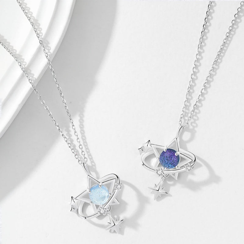 Day & Night Moon Star Necklace —echo each other / resonate with each other