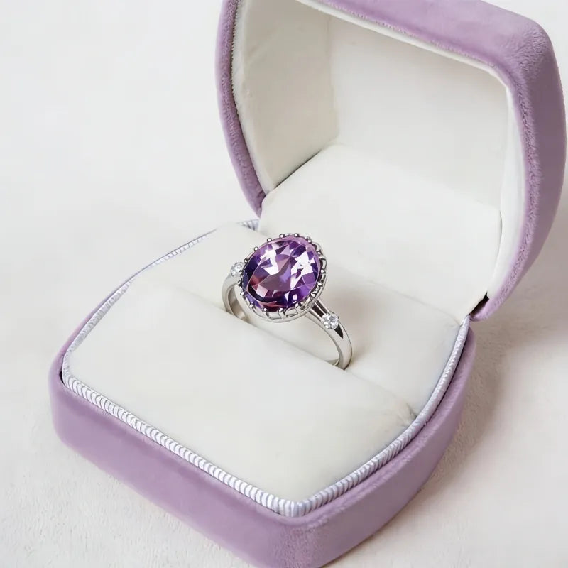 Shining Natural Amethyst Tiara Ring